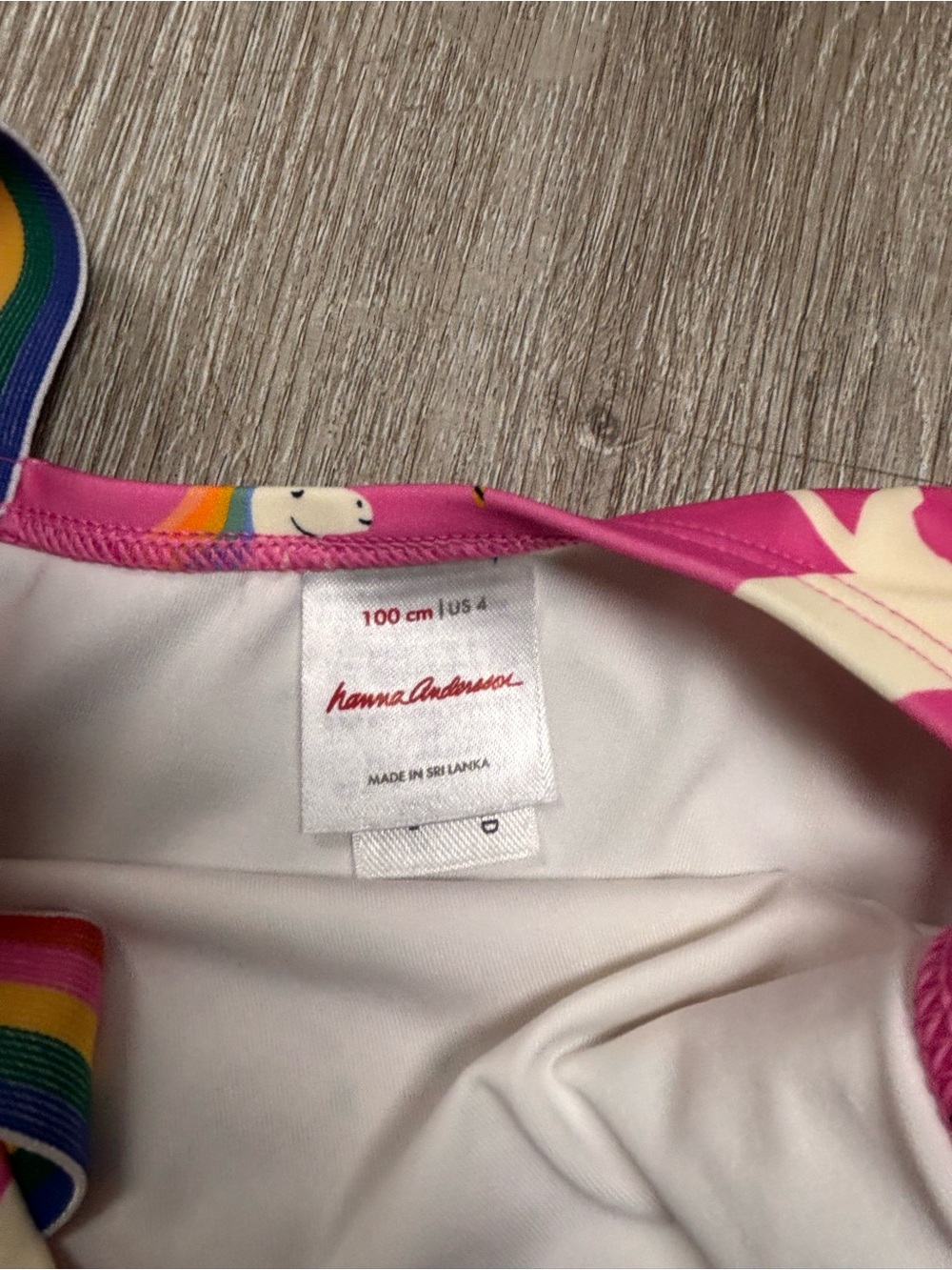 Hanna Andersson Girls Rainbow Unicorn One Piece Asymmetrical Swimsuit Size 4T - Picture 2 of 4